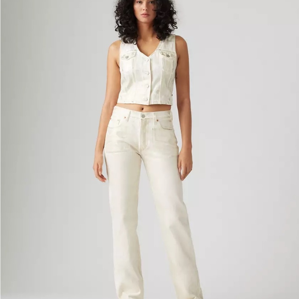 Levi's Women's Straight Leg Jeans - Metallic Cream - Picture 3 of 3